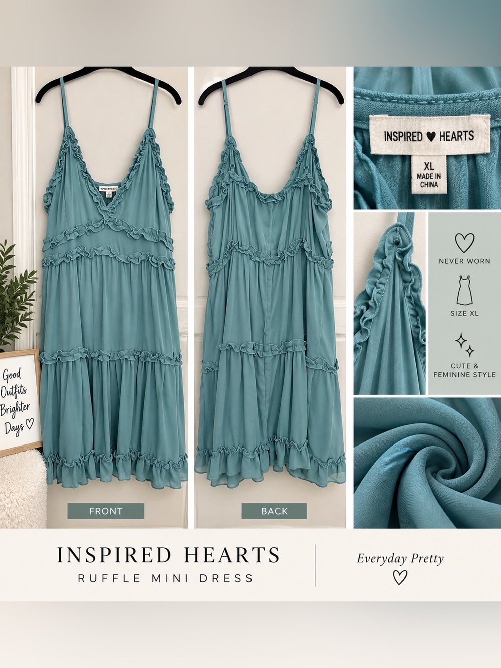 Inspired Hearts Teal Ruffle Mini Dress